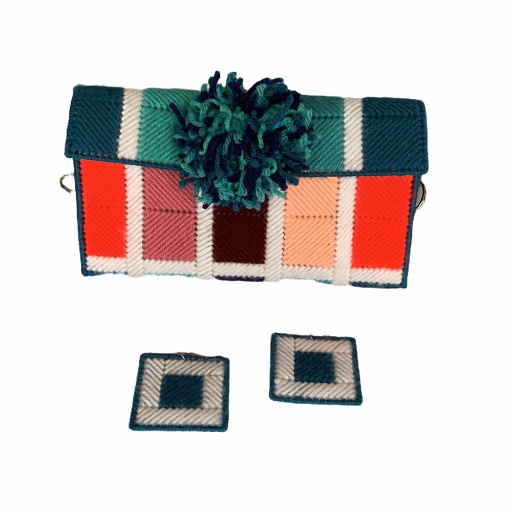 Handmade artisan crochet bag and earring set